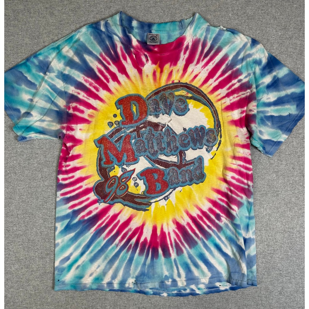 VTG Delta Dave Matthews Band T-Shirt XL 1998 World Tour Thrashed Tie Dye